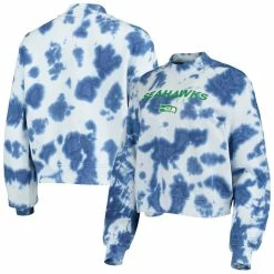 Wholesale βοΈ Women's Junk Food College Navy Seattle Seahawks Tie-Dye Cropped Pullover Sweatshirt π
