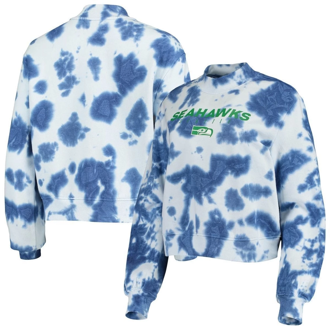 Wholesale βοΈ Women's Junk Food College Navy Seattle Seahawks Tie-Dye Cropped Pullover Sweatshirt π - Image 2