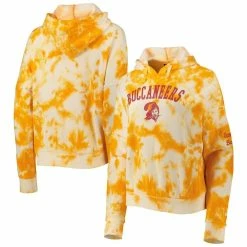 Outlet ⌛ Women's New Era Orange Tampa Bay Buccaneers Cloud Dye Fleece Pullover Hoodie 🔥