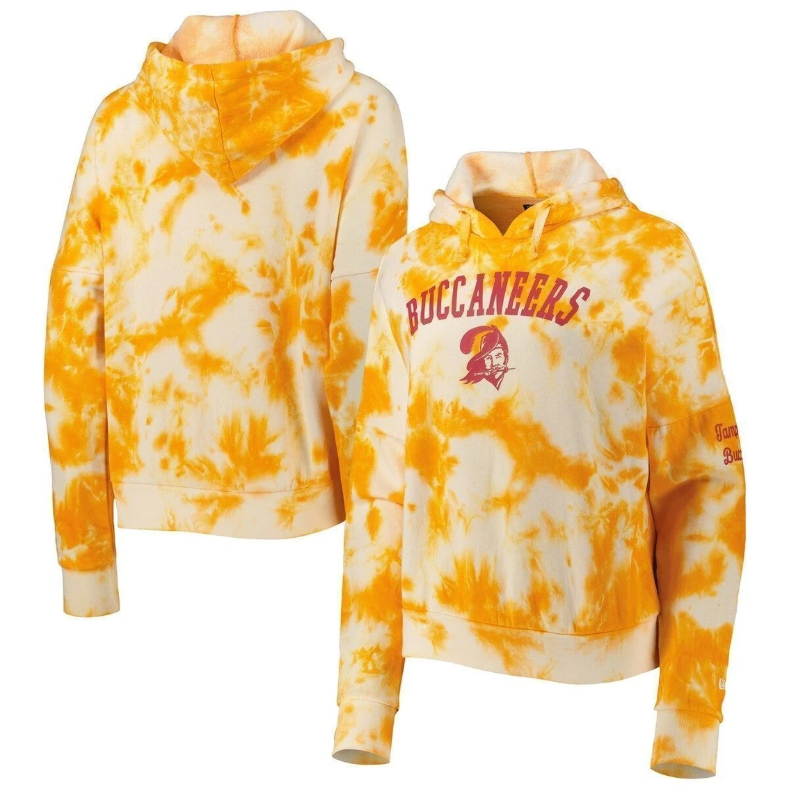 Outlet β Women's New Era Orange Tampa Bay Buccaneers Cloud Dye Fleece Pullover Hoodie π₯ - Image 2
