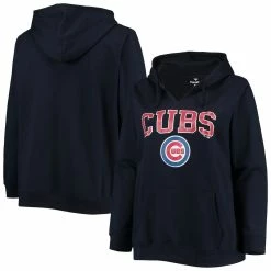 Best deal β Profile π© Women's Navy Chicago Cubs Plus Size Notch Neck Fleece Pullover Hoodie π