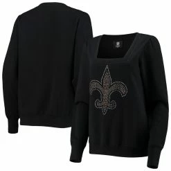 Best reviews of 🛒 Women's Cuce Black New Orleans Saints Winners Square Neck Pullover Sweatshirt 🧨