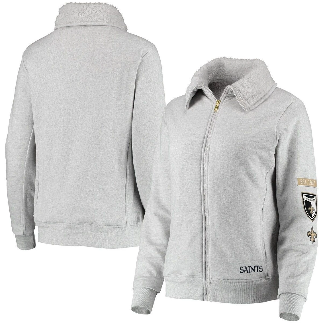 Discount β€οΈ Women's WEAR By Erin Andrews Gray New Orleans Saints Fleece Full-Zip Sweatshirt β - Image 2