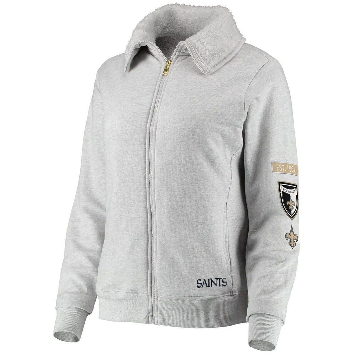 Discount β€οΈ Women's WEAR By Erin Andrews Gray New Orleans Saints Fleece Full-Zip Sweatshirt β - Image 3