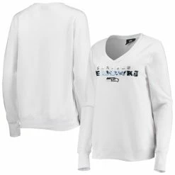 Promo π Women's Cuce White Seattle Seahawks Victory V-Neck Pullover Sweatshirt π