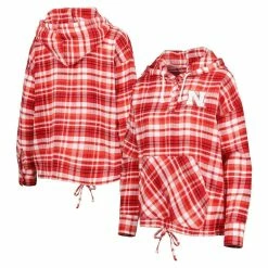 Cheap π Women's Concepts Sport Scarlet Nebraska Huskers Mainstay Plaid Pullover Hoodie π