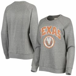 Cheapest π Women's Pressbox Heathered Gray Texas Longhorns Distressed Edith Vintage Knobi Fleece Crew π₯