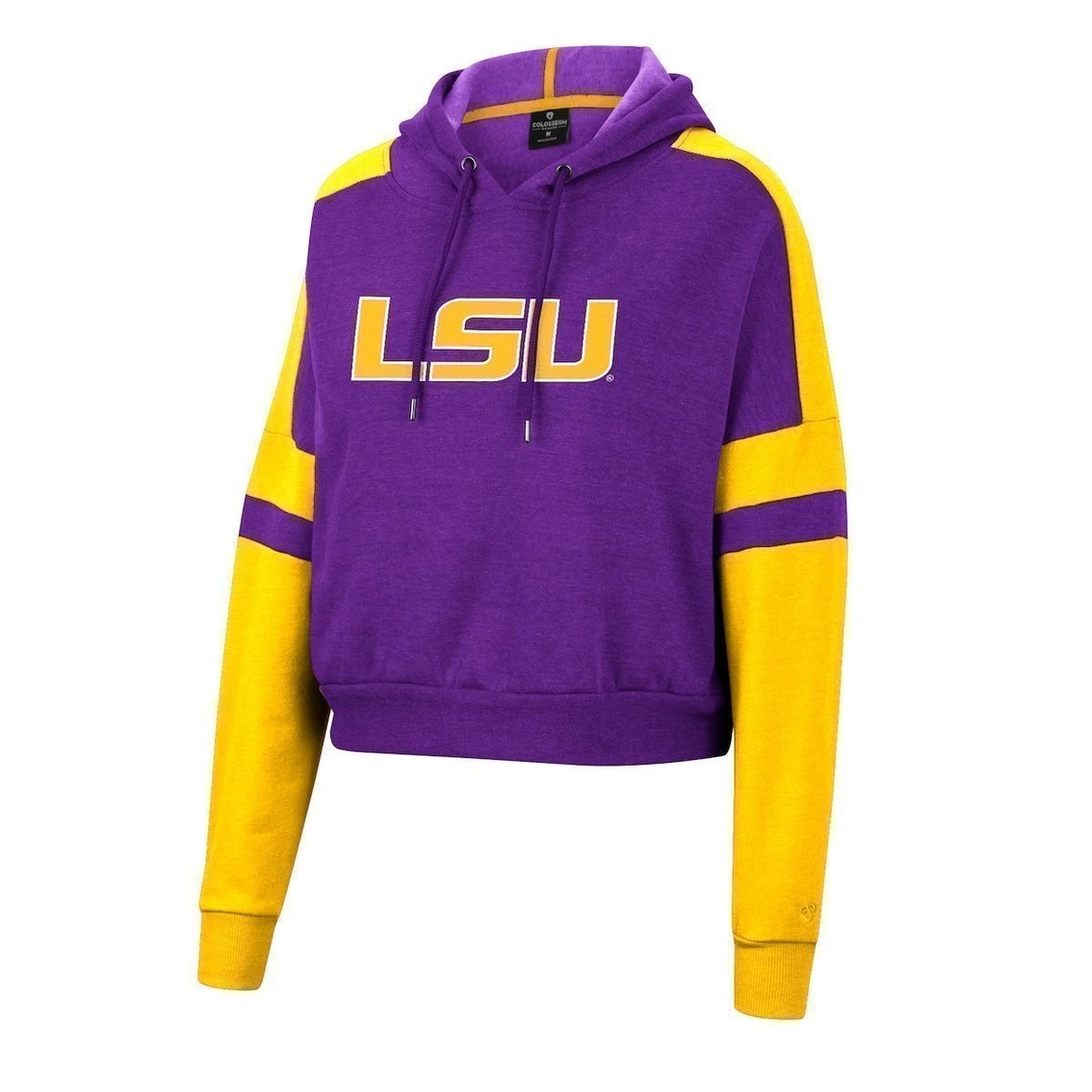 New β€οΈ Women's Colosseum Purple LSU Tigers Throwback Stripe Arch Logo Cropped Pullover Hoodie π - Image 3
