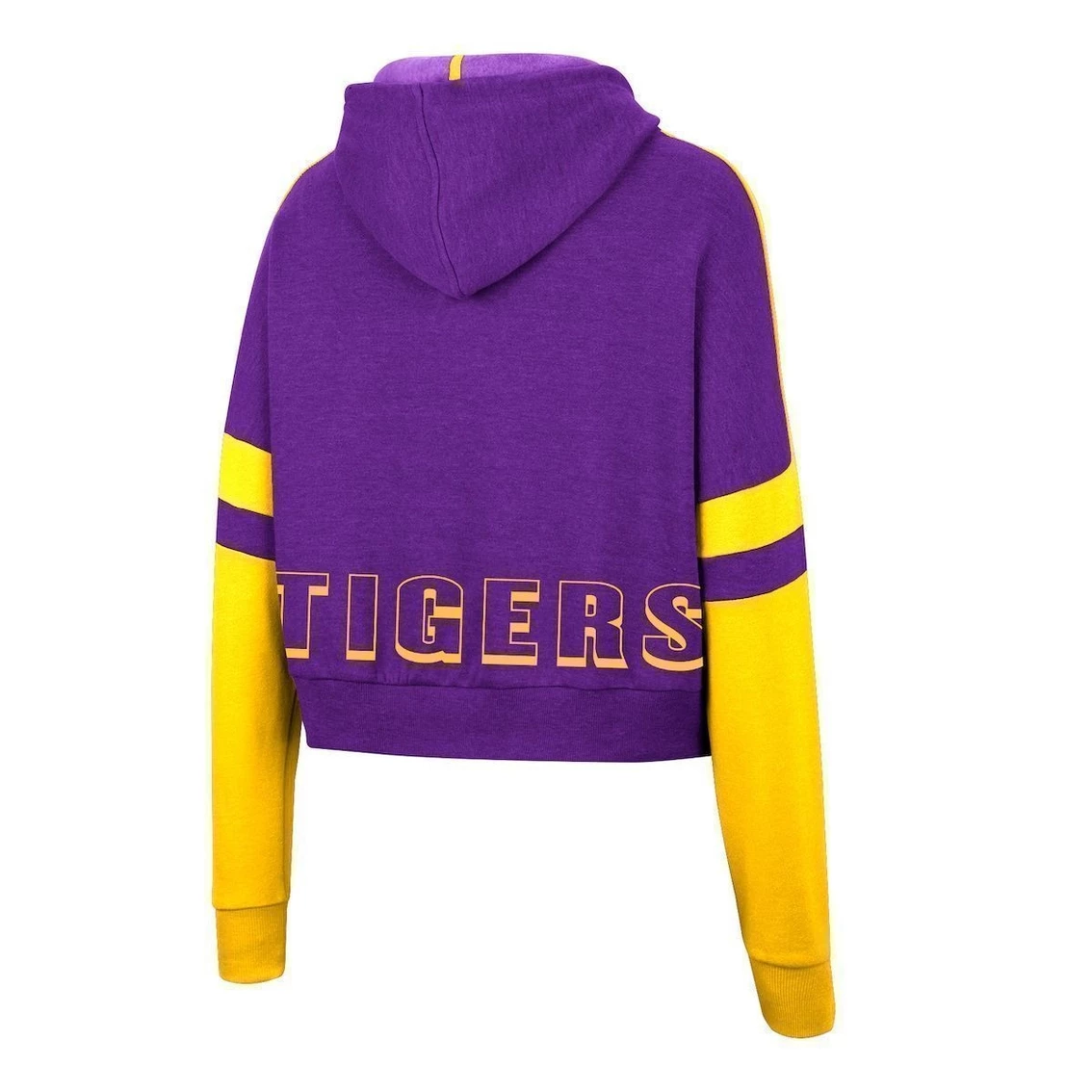 New β€οΈ Women's Colosseum Purple LSU Tigers Throwback Stripe Arch Logo Cropped Pullover Hoodie π - Image 4