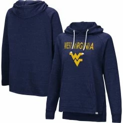 Best Sale 😍 Women's Colosseum Navy West Virginia Mountaineers Nollie Slub Raglan Pullover Hoodie 👍
