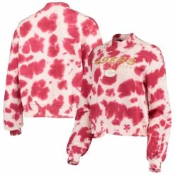 Discount π€© Women's Junk Food Scarlet San Francisco 49ers Tie-Dye Cropped Pullover Sweatshirt π
