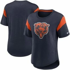 Buy π Women's Nike Heather Navy Chicago Bears Primary Logo Fashion Top β