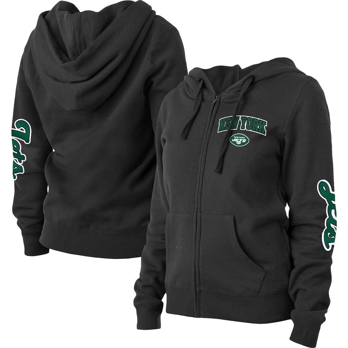 Best reviews of π Women's New Era Black New York Jets Playmaker Fleece Full-Zip Hoodie π - Image 2