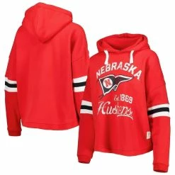 Cheap β Women's Pressbox Scarlet Nebraska Huskers Super Pennant Pullover Hoodie β