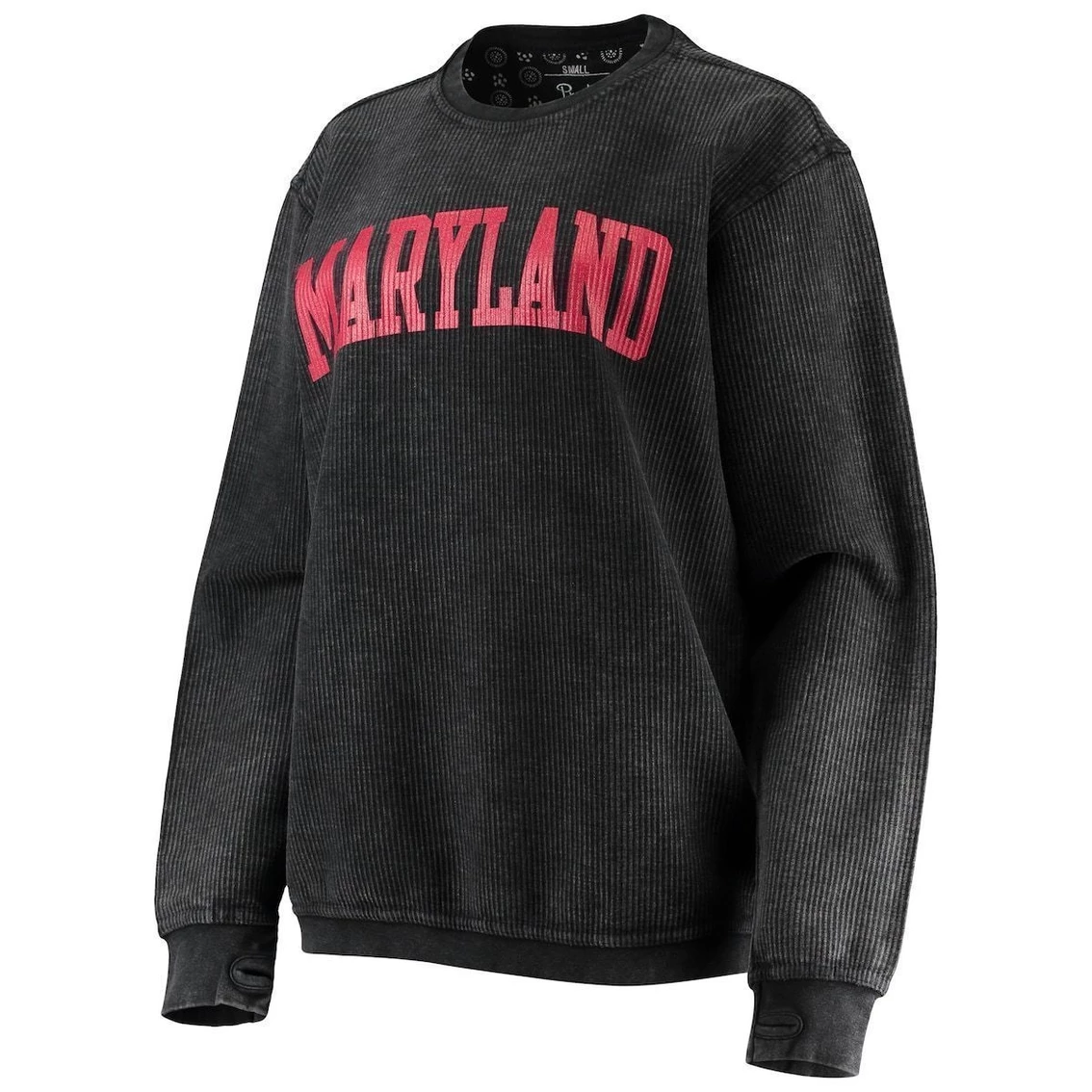 Hot Sale π Women's Pressbox Black Maryland Terrapins Comfy Cord Vintage Wash Basic Arch Pullover Sweatshirt π - Image 3