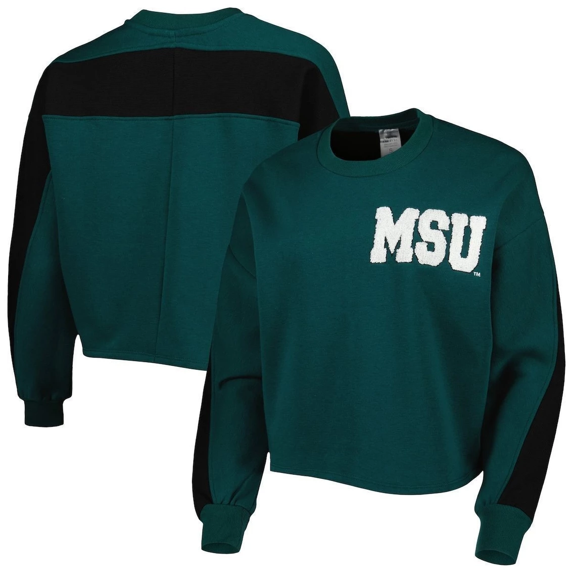 Best Pirce π Women's Gameday Couture Green Michigan State Spartans Back To Reality Colorblock Pullover Sweatshirt π - Image 2