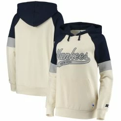 Flash Sale β Women's Starter Cream/Navy New York Yankees Shutout Raglan Pullover Hoodie βοΈ