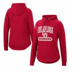 New 🛒 Women's Colosseum Crimson Oklahoma Sooners Wordmark Core Crossover Pullover Hoodie ⌛