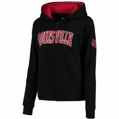 Brand new 🛒 Colosseum 👩 Women's Black Louisville Cardinals Arched Name Full Zip Hoodie 🥰