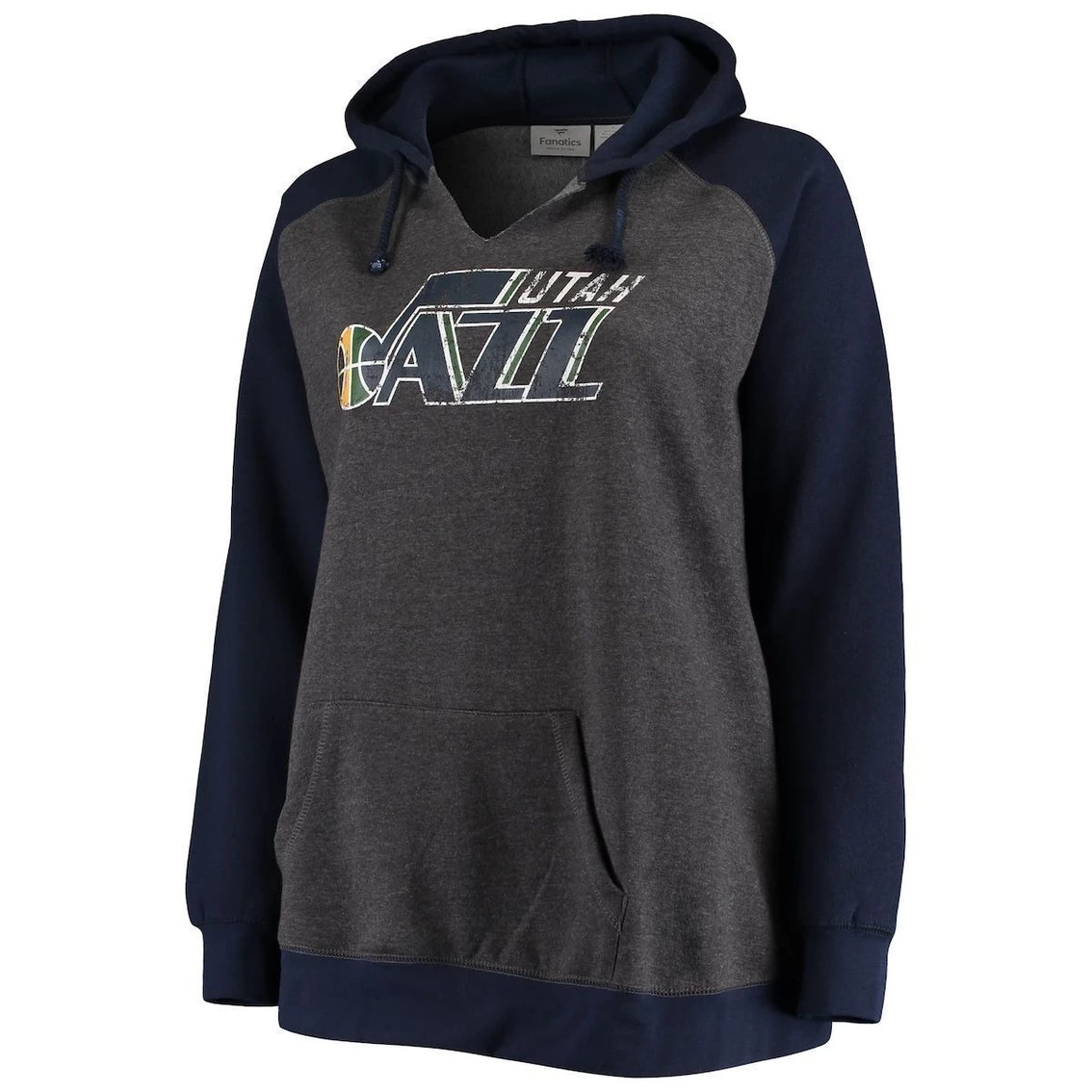 Best reviews of 𧨠Women's Fanatics Branded Charcoal/Navy Utah Jazz Plus Size Raglan Notch Neck Pullover Hoodie π - Image 3
