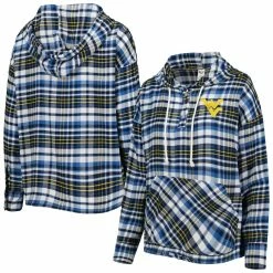 Best deal β¨ Women's Concepts Sport Navy West Virginia Mountaineers Mainstay Plaid Pullover Hoodie π