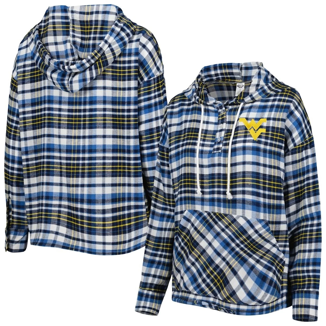 Best deal β¨ Women's Concepts Sport Navy West Virginia Mountaineers Mainstay Plaid Pullover Hoodie π - Image 2