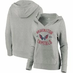 Buy π Women's Fanatics Branded Heathered Gray Washington Capitals Heritage Pullover Hoodie π