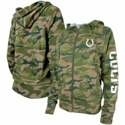 Outlet β€οΈ Women's New Era Camo Indianapolis Colts Raglan Full-Zip Hoodie β¨
