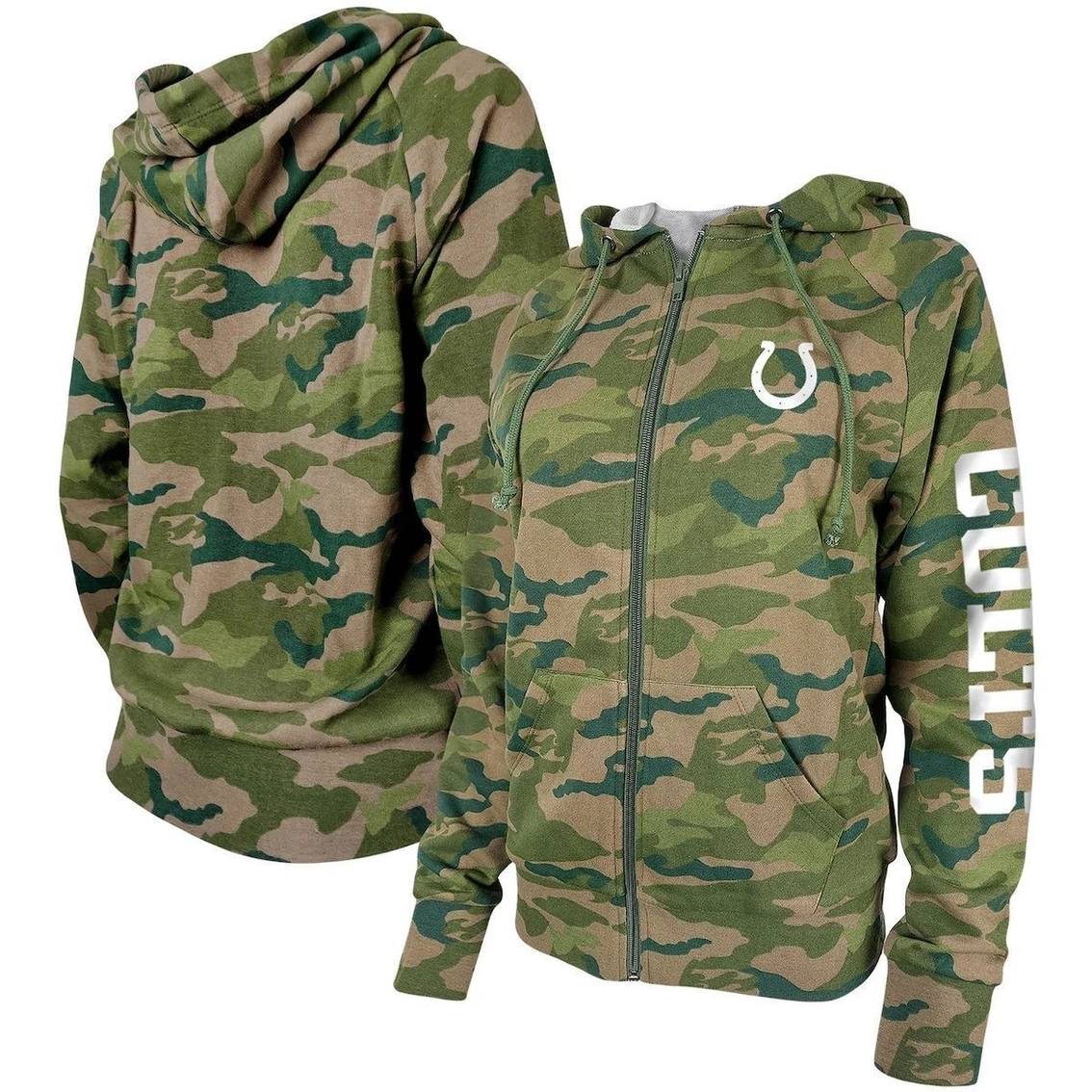 Outlet β€οΈ Women's New Era Camo Indianapolis Colts Raglan Full-Zip Hoodie β¨