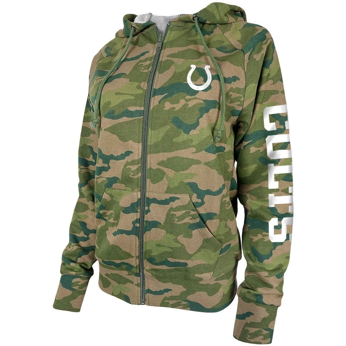 Outlet β€οΈ Women's New Era Camo Indianapolis Colts Raglan Full-Zip Hoodie β¨ - Image 3
