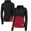 Buy 🤩 Women's Colosseum Black/Crimson Washington State Cougars Scaled Cowl Neck Pullover Hoodie 🌟