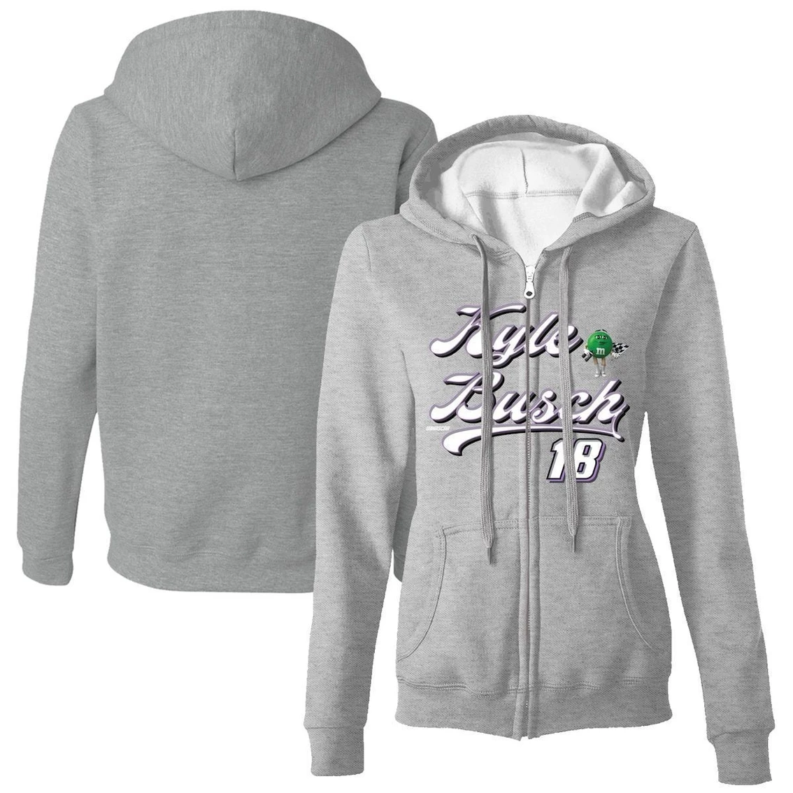 Best Pirce π Women's Joe Gibbs Racing Team Collection Gray Kyle Busch One-Spot Nostalgic Full-Zip Hoodie π―