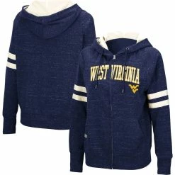 Top 10 β€οΈ Women's Colosseum Navy West Virginia Mountaineers Speckle Fleece Raglan Full-Zip Hoodie π