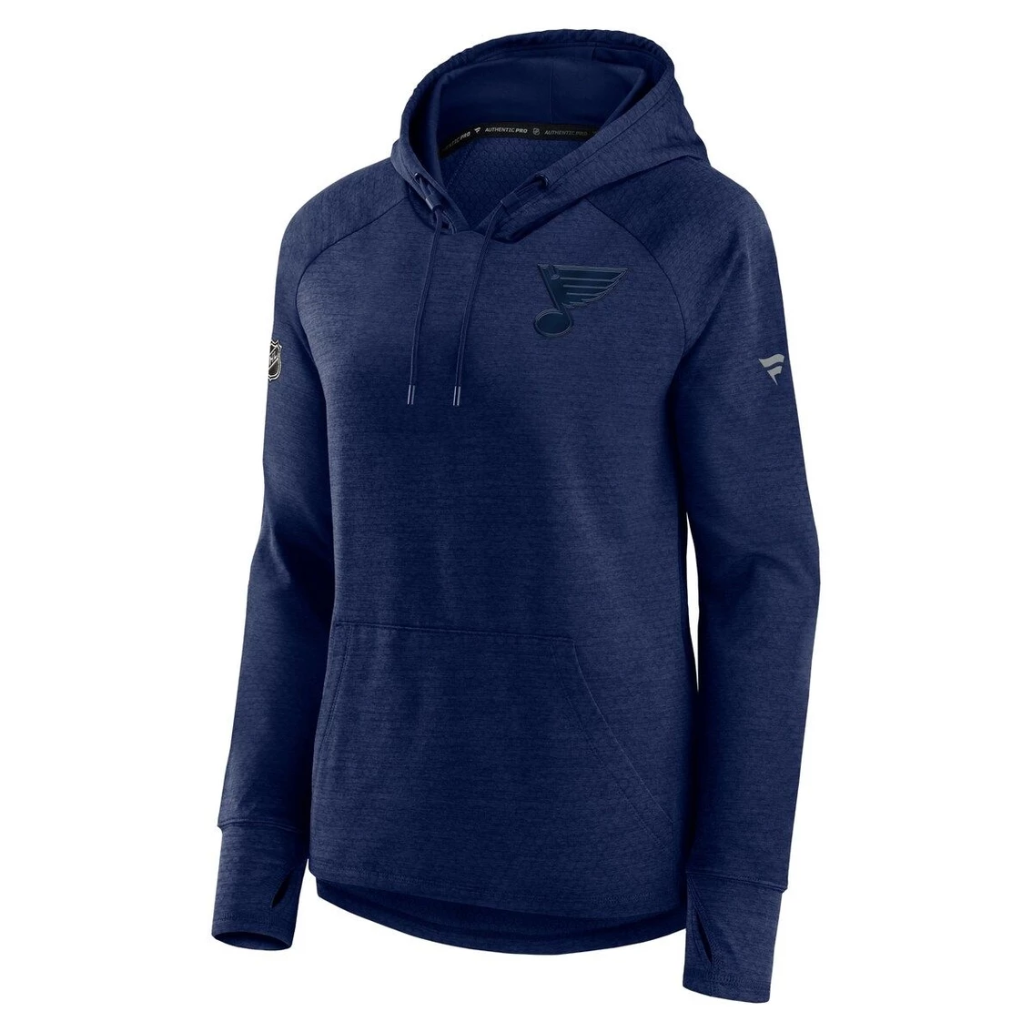 New π₯° Women's Fanatics Branded Heather Navy St. Louis Blues Authentic Pro Road Performance Raglan Pullover Hoodie π€© - Image 3