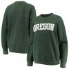New 👍 Women's Pressbox Green Oregon Ducks Comfy Cord Vintage Wash Basic Arch Pullover Sweatshirt 👏
