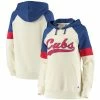 Discount 🛒 Women's Starter Cream/Royal Chicago Cubs Shutout Raglan Pullover Hoodie ⭐