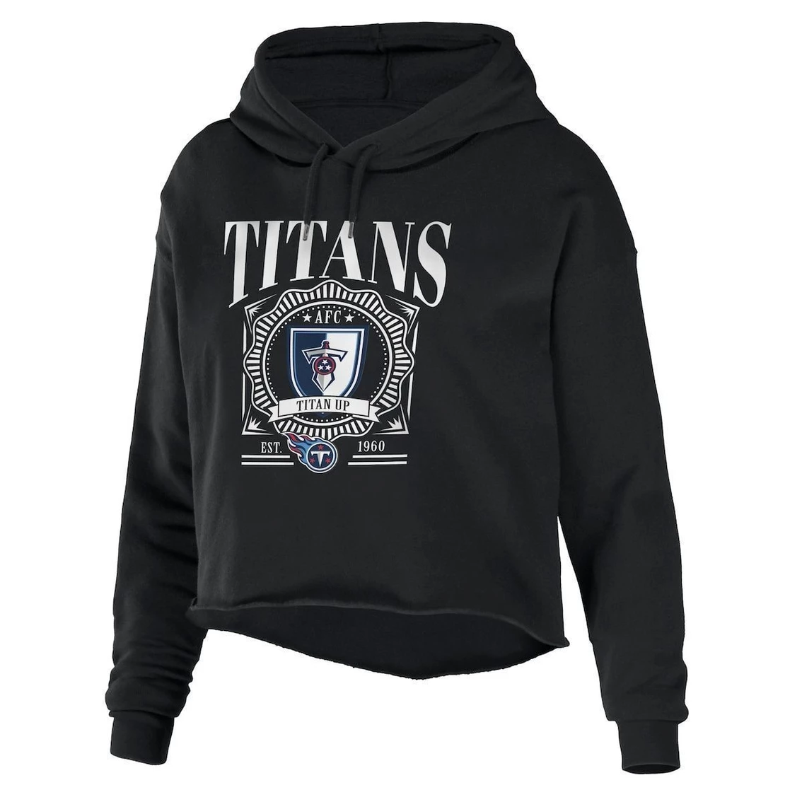 New β Women's WEAR By Erin Andrews Black Tennessee Titans Cropped Sponge Fleece Pullover Hoodie π₯ - Image 3