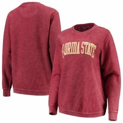 Best reviews of 🌟 Women's Pressbox Garnet Florida State Seminoles Comfy Cord Vintage Wash Basic Arch Pullover Sweatshirt ❤️