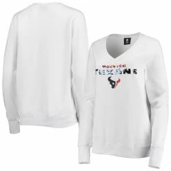 Flash Sale 🎁 Women's Cuce White Houston Texans Victory V-Neck Pullover Sweatshirt 🧨