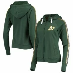 Budget ✨ Women's G-III 4Her By Carl Banks Green Oakland Athletics Game Changer Raglan Full-Zip Hoodie 👏
