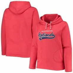 Cheap β¨ Women's Soft As A Grape Red Washington Nationals Plus Size Side Split Pullover Hoodie β