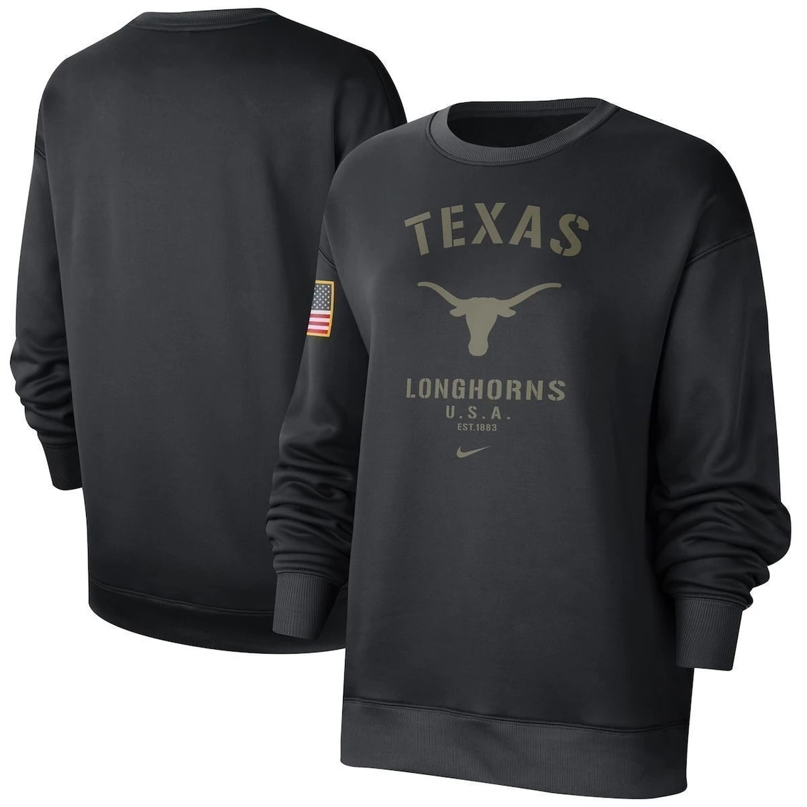 Coupon π Women's Nike Black Texas Longhorns Military Appreciation Therma Performance All-Time Pullover Sweatshirt β - Image 2