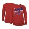 Outlet 🔔 Women's Majestic Threads Red Philadelphia Phillies 2022 World Series Tri-Blend Pullover Sweatshirt ✨