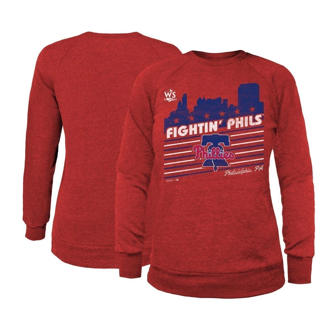 Outlet π Women's Majestic Threads Red Philadelphia Phillies 2022 World Series Tri-Blend Pullover Sweatshirt β¨
