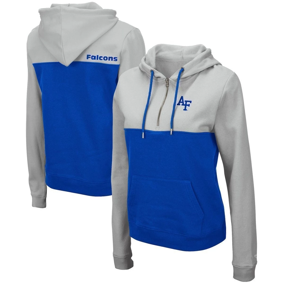 Deals π€© Women's Colosseum Gray/Royal Air Force Falcons Aidan Half-Zip Hoodie β¨ - Image 2