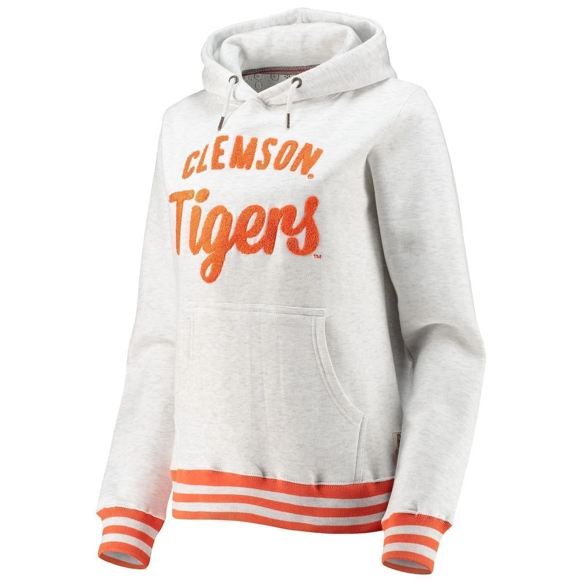Best Pirce ❤️ Women's Pressbox Ash Clemson Tigers Santa Cruz Chenille Pullover Hoodie ❤️ - Image 3