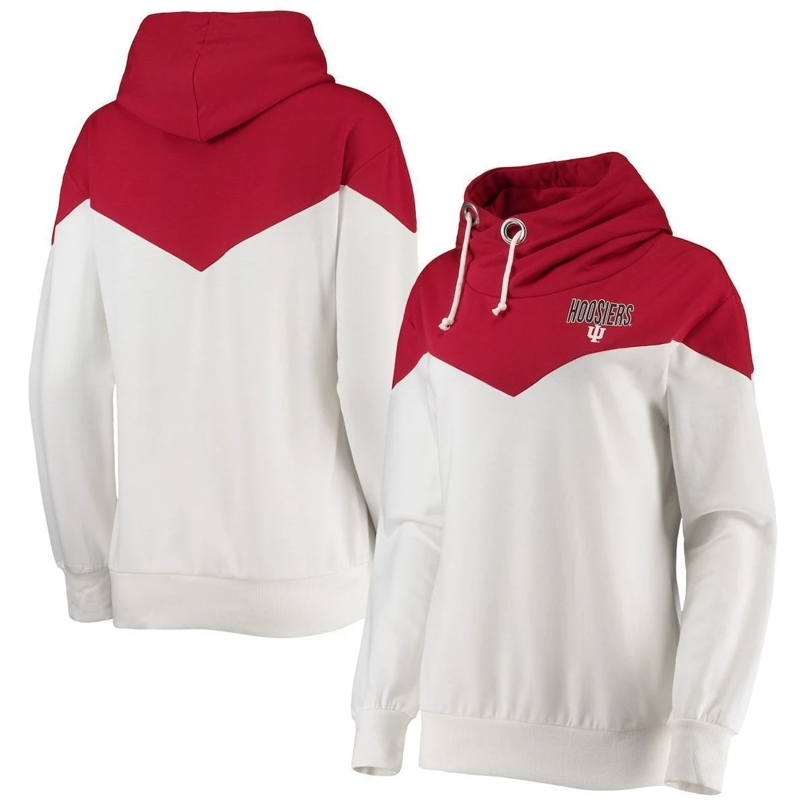 Best Pirce π Women's Gameday Couture White/Crimson Indiana Hoosiers Old School Arrow Blocked Cowl Neck Tri-Blend Pullover Hoodie π