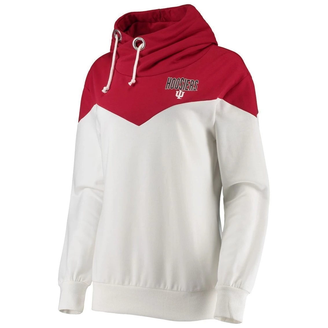 Best Pirce π Women's Gameday Couture White/Crimson Indiana Hoosiers Old School Arrow Blocked Cowl Neck Tri-Blend Pullover Hoodie π - Image 3