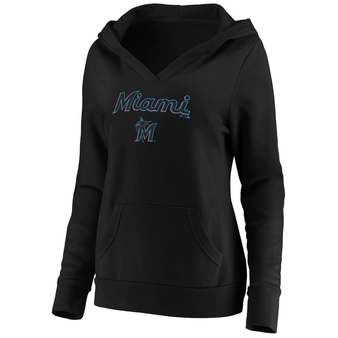 Best reviews of π₯ Women's Fanatics Branded Black Miami Marlins Core Team Lockup V-Neck Pullover Hoodie π€© - Image 3