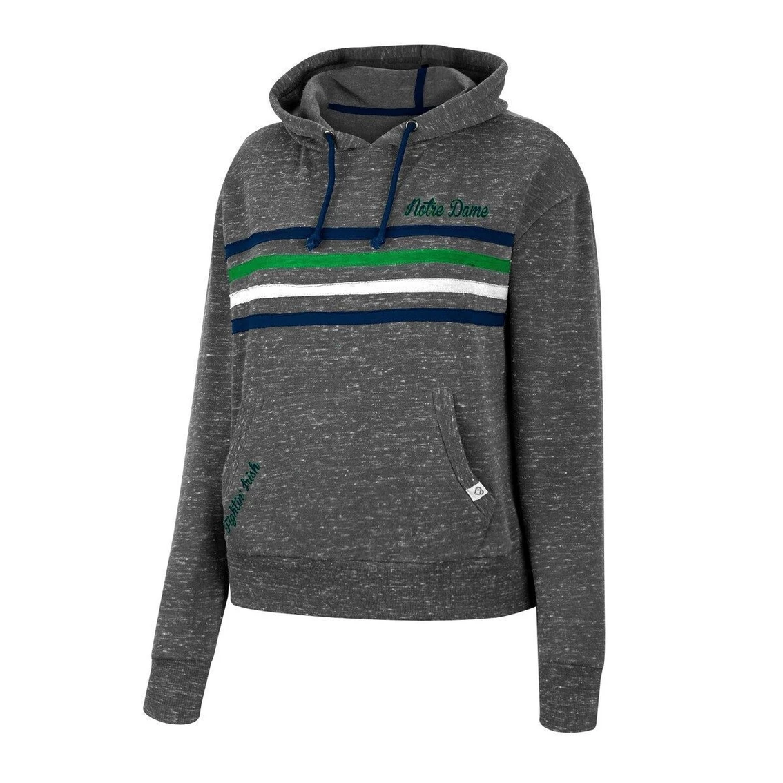 Best Pirce β Women's Colosseum Charcoal Notre Dame Fighting Irish Backstage Speckled Pullover Hoodie π - Image 3